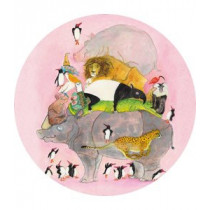 KEK Wallpaper Circle, Behangcirkel Jumping Pinguins, ø 190 cm-8719743886087-20
